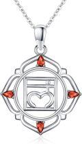 wholesale 925 Sterling Silver Heart Chakra Healing Stone Pendant Necklace for Women-0-0