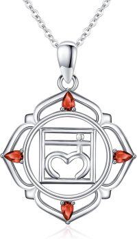 wholesale 925 Sterling Silver Heart Chakra Healing Stone Pendant Necklace for Women-Root Chakra