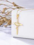 TOUPOP 14K Gold Crystal Heart Cross Pendant Necklace for Women-0-1