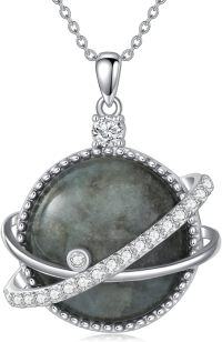 wholesale 925 Sterling Silver Labradorite Blue Topaz Saturn Pendant Necklace for Women-01-Labradorite