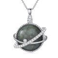 wholesale 925 Sterling Silver Planet Pendant With Gray Stone-0-0