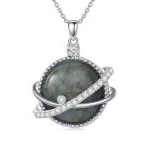 wholesale 925 Sterling Silver Labradorite Blue Topaz Saturn Pendant Necklace for Women-01-Labradorite