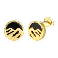 wholesale 925 Sterling Silver Black Onyx Zircon Celtic Viking Stud Earrings Hypoallergenic Punk Gothic Jewelry for Women Men-Black onyx-mountain-Black onyx-mountain