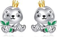wholesale 925 Sterling Silver Crowned Seal Stud Earrings - Adorable Animal  for Women and Girls-Sloth