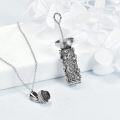 wholesale S925 Sterling Silver & Zircon Chrysanthemum Urn Necklace - November Birth Flower Cremation Jewelry for Ashes, 1.34 Pendant, 18 Chain, Gift Box-0-3