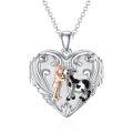 wholesale 925 Sterling Silver Heart Locket With Girl And Cow Design-0-0
