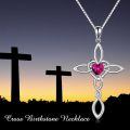 wholesale 925 Sterling Silver White Gold Plated Celtic Cross Heart Citrine Pendant Necklace-0-23