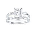 wholesale 925 Sterling Silver Princess Cut Crystal Ring And Wedding Set-0-0