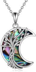 wholesale 925 Sterling Silver Moon & Tree of Life Abalone Shell Inlay Pendant Necklace for Women Irish s-0-0