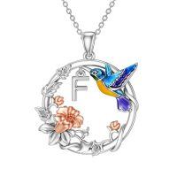 wholesale 925 Sterling Silver Engraved Alphabet Initial Letter Pendant Necklace-F