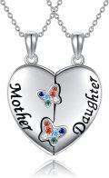 wholesale 925 Sterling Silver Mother Daughter Matching Necklaces with Colorful Butterflies and Hearts Pendant Jewelry Set for Mom & Daughter Gifts-0-0