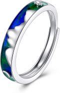 wholesale 925 Sterling Silver Mountain & Sun/Moon Opal Adjustable Nature Themed Ring - Unique Gifts for Him/Her-0-0