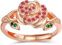 wholesale Sterling Silver Rose Gold Birthstone Adjustable Ring for Women-07 Jul - Ruby