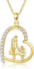 wholesale 14K Gold Heart Pendant with Mother and Child Design - Chain Necklaces for Women Girls Mothers Day Gifts-0-0