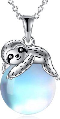 wholesale 925 Sterling Silver Blue Opal Sloth Charm Necklace for Women Girls  45cm Chain Length-S-Sloth
