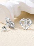 wholesale 925 Sterling Silver Heart Knot Stud Earrings - Celtic  for Women-0-4