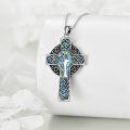wholesale 925 Sterling Silver Celtic Cross Necklace with Abalone Shell Inlay Religious Pendant Christian  for Women Men-0-1