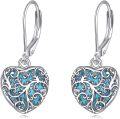wholesale 925 Sterling Silver Blue Turquoise Heart Drop Earrings-0-0