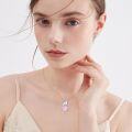 wholesale 925 Sterling Silver Pink Rose Quartz Cat Pendant Necklace for Women Girls -0-3