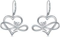 wholesale 925 Sterling Silver Infinity Heart Leverback Dangle Drop Earrings Gift for Her-Infinity Heart Earrings