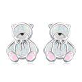 wholesale 925 Sterling Silver Cat Opal Stud Earrings with Pink Paw Prints - Hypoallergenic Jewelry for Girls and Women-0-0