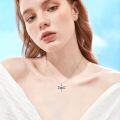 wholesale 925 Sterling Silver Turquoise Dragonfly Pendant Necklace for Women Girls  45cm Chain Length-0-1