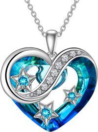 wholesale TOUPOP Moon And Star Necklace I Love You To The Moon And Back Necklace 925 Sterling Silver Crystal Necklace For Women Heart Pendant Necklace Jewelry Gifts For Women Mom Wife -undefined