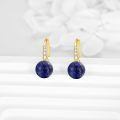 wholesale 14k Gold Black Pearl Drop Earrings With Cubic Zirconia Hook For Women-0-7