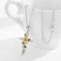 wholesale 925 Sterling Silver Yellow Gold Plated Sunflower Cross Pendant Necklace for Women - You Are My Sunshine s-0-1