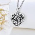wholesale 925 Sterling Silver Heart Pendant With Rose Design And Chain-0-3