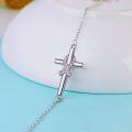 wholesale 925 Sterling Silver Cross Pink Ribbon Breast Cancer Awareness Bracelet for Women-0-4