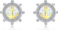 wholesale 925 Sterling Silver Anchor Earrings with Opal Stone Nautical s for Women-Rudder Earrings - Opal