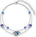 wholesale 925 Sterling Silver Blue Evil Eye Hamsa Hand Charm Anklet for Women Girls  6 + Extender-0-0