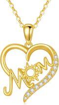 wholesale 14K Gold Mom Heart Pendant Necklace with Cubic Zirconia - Mother's Day Gift for Mom/Wife/Friend/Her-0-0