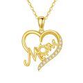 wholesale 14k Gold Heart Pendant With Mom Inscription-0-0