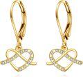 wholesale 14K Gold Infinity Heart CZ Leverback Earrings for Women - Holiday Ideas-0-0