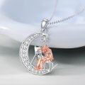 wholesale 925 Sterling Silver Crescent Moon Star Painting Girl Charm Necklace  for Women-0-2