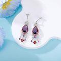 wholesale 925 Sterling Silver Purple & Red Gemstone Drop Earrings-0-1