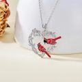 wholesale 925 Sterling Silver Red Cardinal Bird Heart Pendant Necklace for Women Mom Gifts-0-4