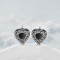 wholesale 925 Sterling Silver Metal Black Agate Celtic Knot Heart Dangle Drop Earrings Gothic  for Women Girls-0-5