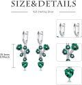 wholesale 925 Sterling Silver Green Crystal Heart & Floral Dangle Earrings for Women-0-4