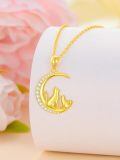 TOUPOP 14K Gold Moon Animal Necklace, Cat Dog Rabbit, 16+2 Inch-0-5