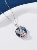 wholesale 925 Sterling Silver Blue Crystal Family Tree Pendant Necklaces for Mom Dad Daughter Son-0-4