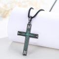 wholesale 925 Sterling Silver Black Plated Turquoise Inlay Cross Pendant Necklace for Men Religious s-0-4