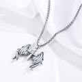 wholesale 925 Sterling Silver Angel Wing Cross Pendant Necklace with Cubic Zirconia for Men & Women-0-5