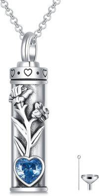 wholesale 925 Sterling Silver Birthstone Floral Bar Urn Necklace for Ashes  Char-03-March-Daffodil