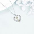 wholesale 925 Sterling Silver CZ & Moonstone Heart-Shaped Key Pendant Necklace-0-3