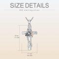 wholesale 925 Sterling Silver Cross with Honeybee and Flower Charm Pendant Necklace for Women Girls  45cm Chain Length-0-4