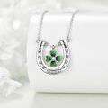 wholesale Sterling Silver & Four-Leaf Clover Horseshoe Pendant Necklace - 0.8 Luck Charm Gift for Women, 18+2 Chain-0-2