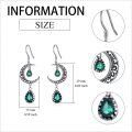 wholesale 925 Sterling Silver Crescent Moon Drop Earrings with Green Gemstones and Antique Finish-0-4